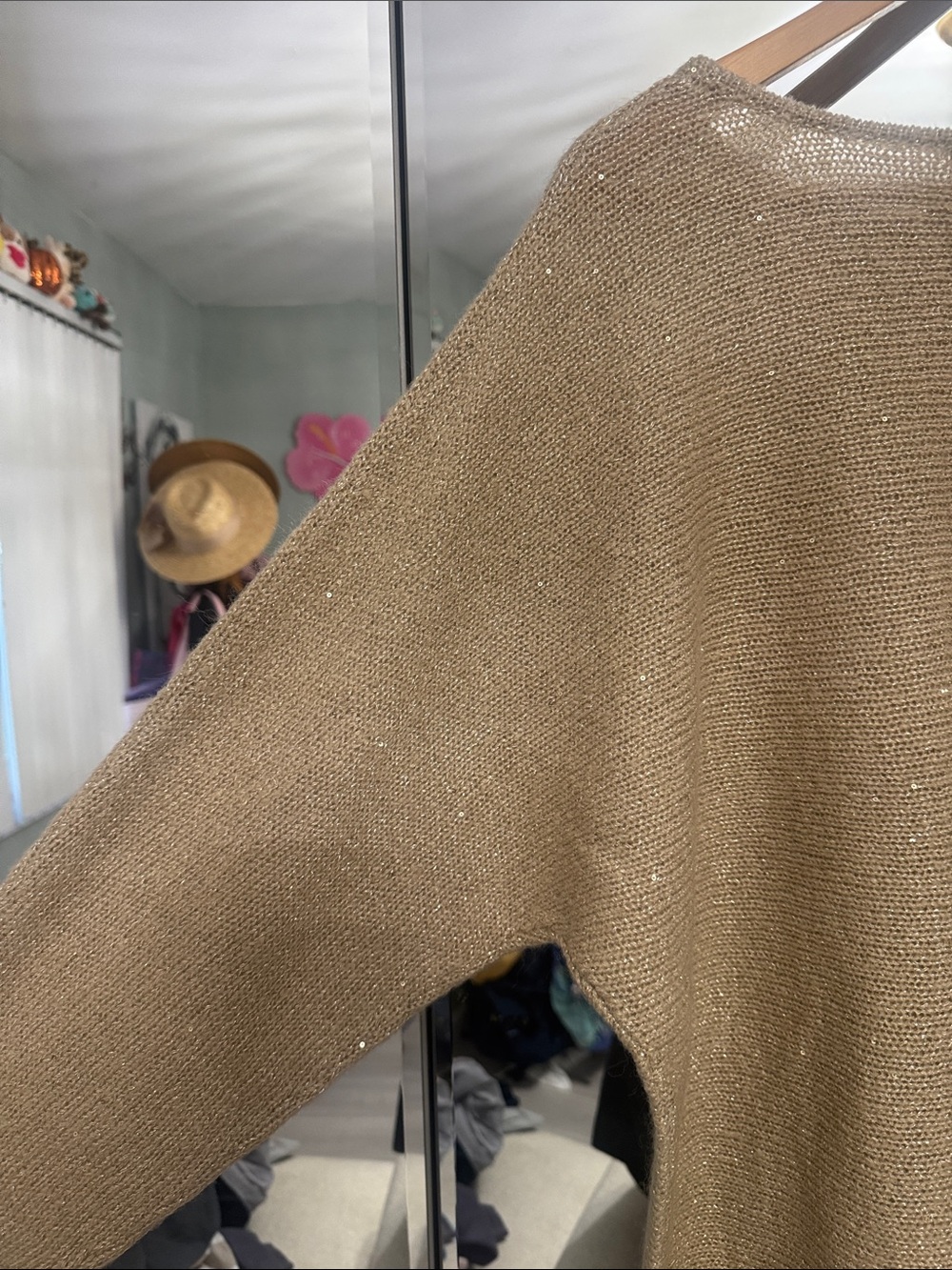 Lilly Pulitzer Gold-Tan Metallic Knit Scoop Neck Sweater - Picture 5 of 6